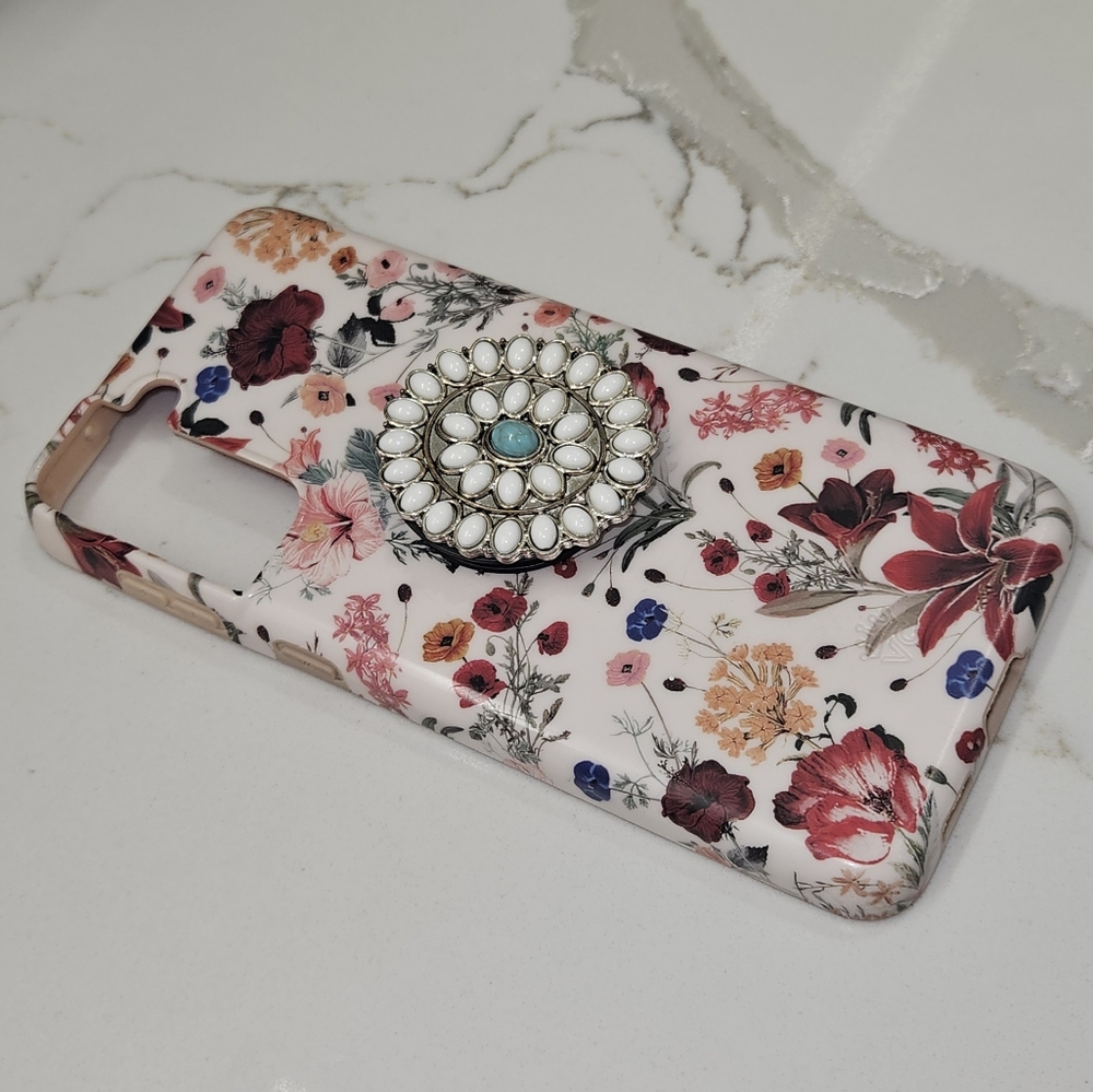 Floral Phone Case with Pop Socket - Multicolor